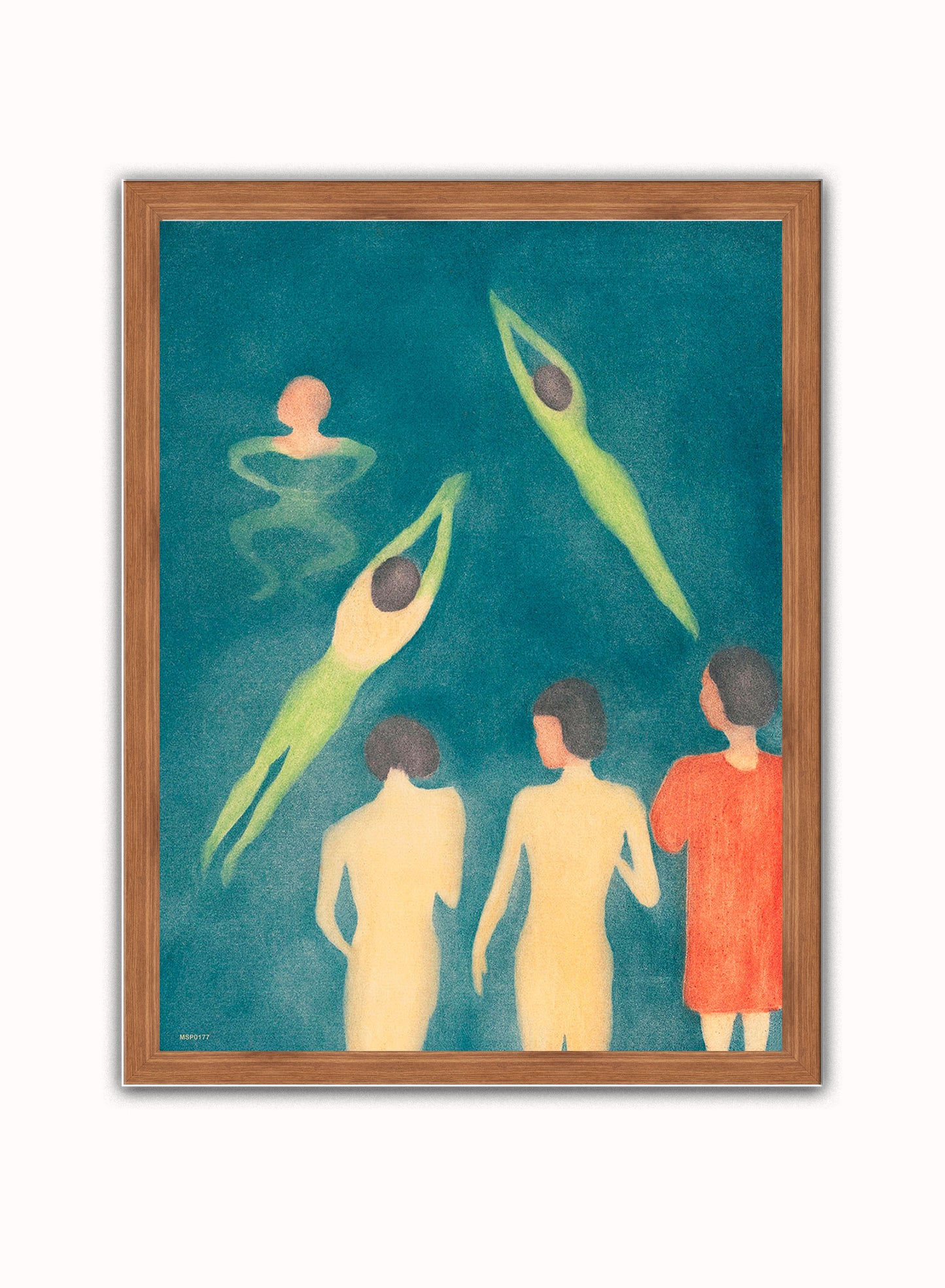 "Boys Bathing" Exhibition poster by Edvard Munch. Art Print Vintage Art Wall Art Print 30x40cm Dark Wood