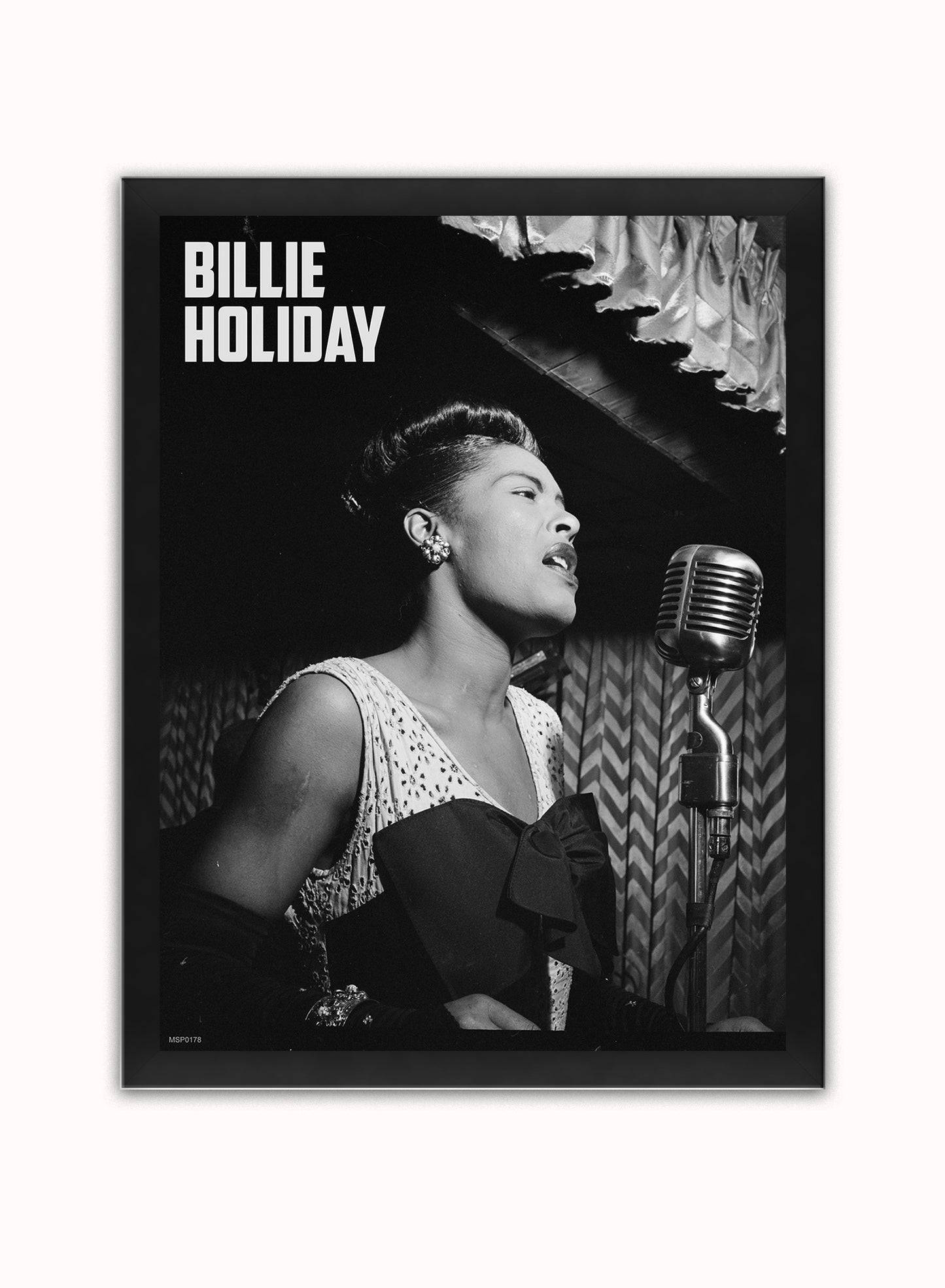 Billie Holiday performing at the Downbeat Club 1947 Poster Art Print 30x40m Vintage Photo Wall Art Print (Copy) Black Frame
