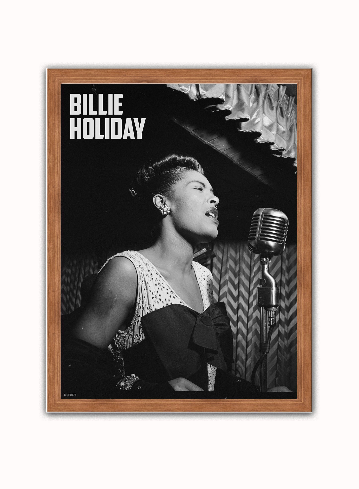 Billie Holiday performing at the Downbeat Club 1947 Poster Art Print 30x40m Vintage Photo Wall Art Print (Copy) Dark Wood