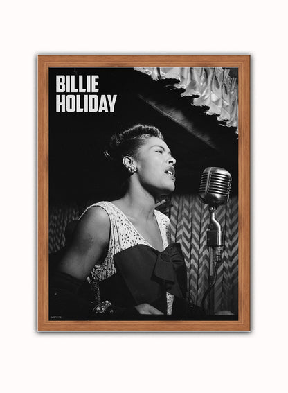 Billie Holiday performing at the Downbeat Club 1947 Poster Art Print 30x40m Vintage Photo Wall Art Print (Copy) Dark Wood