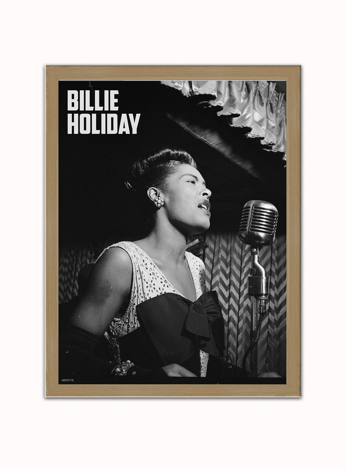 Billie Holiday performing at the Downbeat Club 1947 Poster Art Print 30x40m Vintage Photo Wall Art Print (Copy) Light Wood