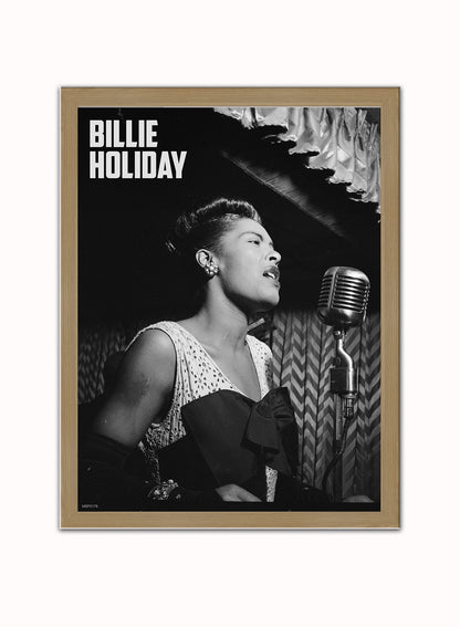Billie Holiday performing at the Downbeat Club 1947 Poster Art Print 30x40m Vintage Photo Wall Art Print (Copy) Light Wood