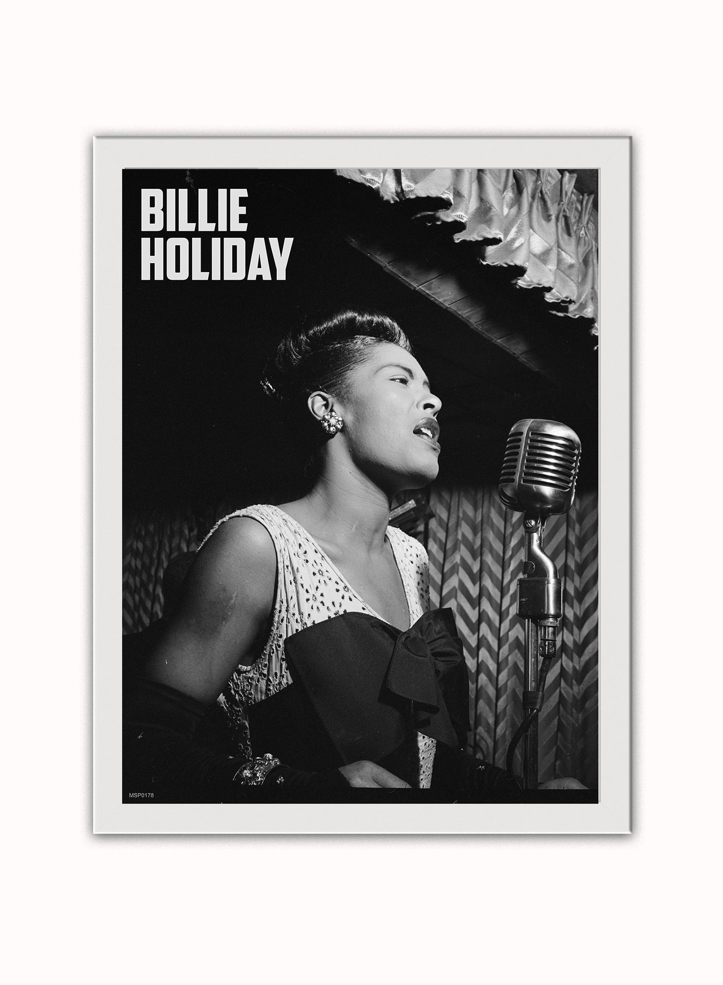 Billie Holiday performing at the Downbeat Club 1947 Poster Art Print 30x40m Vintage Photo Wall Art Print (Copy) White Frame