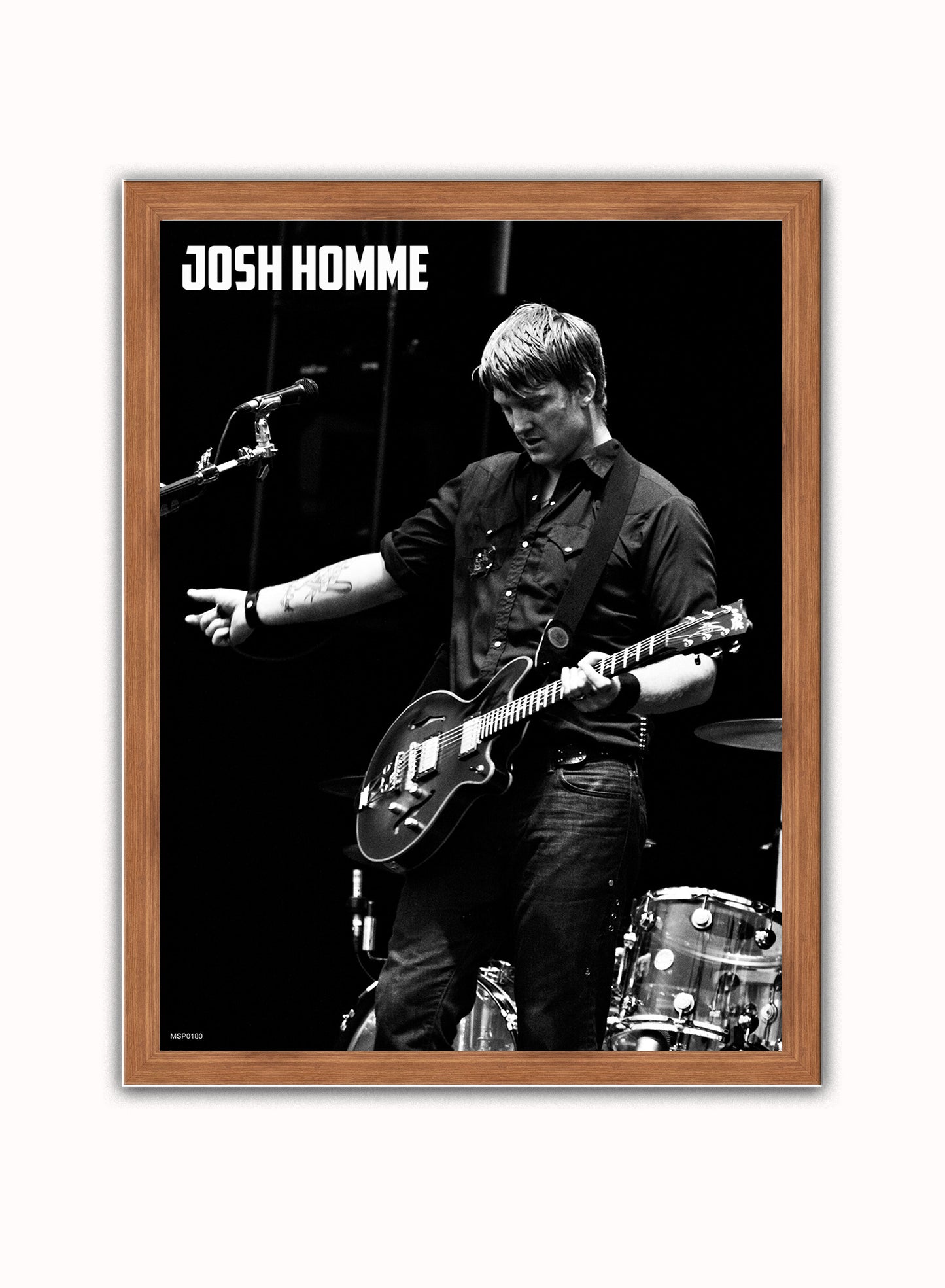 Josh Homme at Wireless Festival, 2007 Poster Art Print 30x40m Vintage Photo Wall Art Print Dark Wood