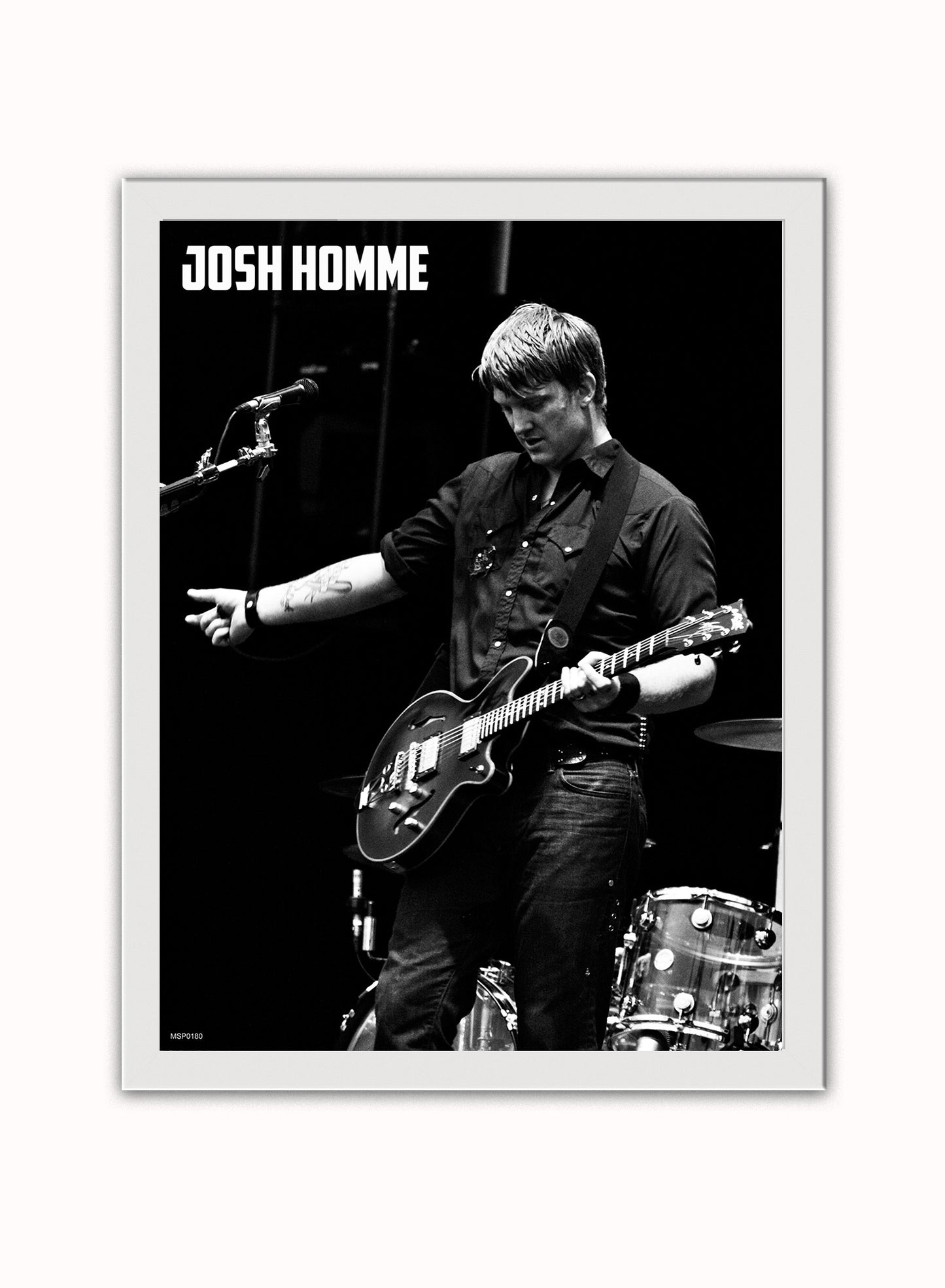 Josh Homme at Wireless Festival, 2007 Poster Art Print 30x40m Vintage Photo Wall Art Print White Frame