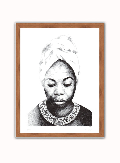 Nina Simone Poster Art Print Vintage Poster Wall Art Print 30x40cm Dark Wood