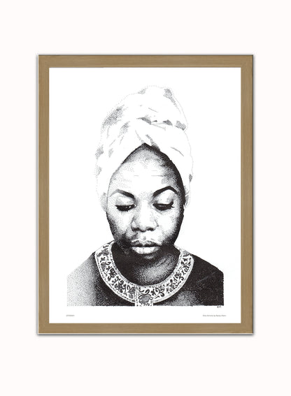 Nina Simone Poster Art Print Vintage Poster Wall Art Print 30x40cm Light Wood