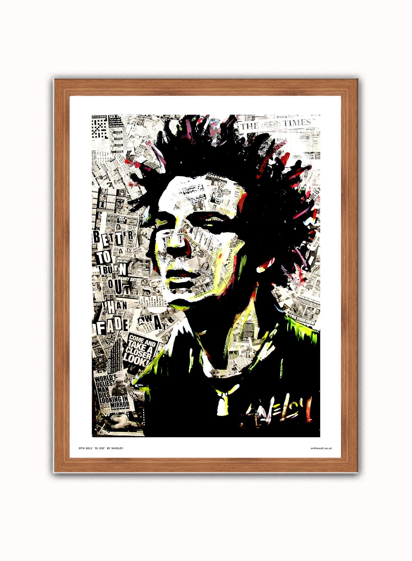 Sid Vicious Sex pistols Poster Art Print Vintage Poster Wall Art Print 30x40cm Dark Wood