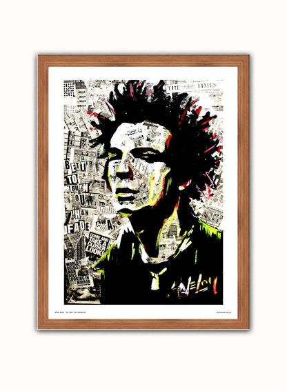 Sid Vicious Sex pistols Poster Art Print Vintage Poster Wall Art Print 30x40cm Dark Wood