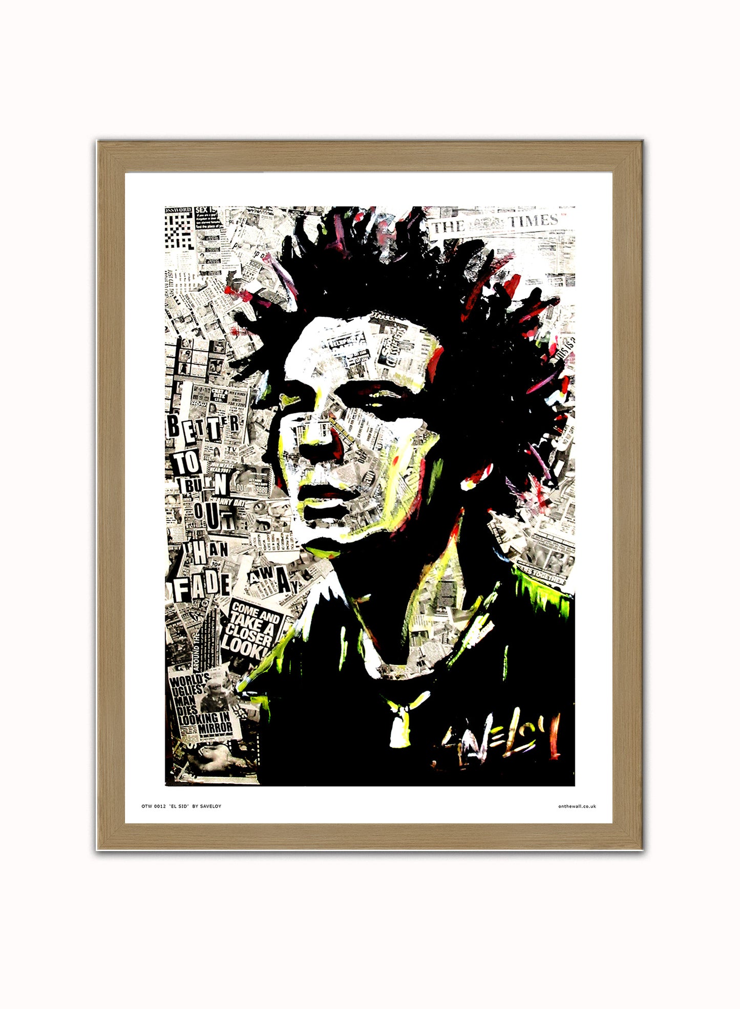 Sid Vicious Sex pistols Poster Art Print Vintage Poster Wall Art Print 30x40cm Light Wood