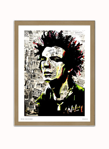 Sid Vicious Sex pistols Poster Art Print Vintage Poster Wall Art Print 30x40cm Light Wood
