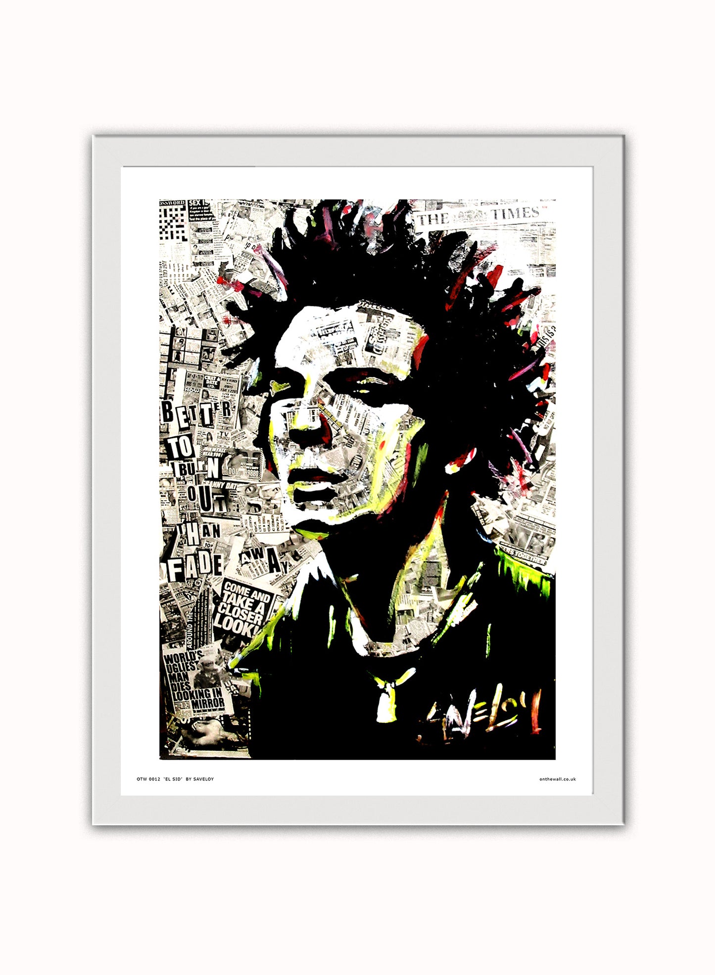 Sid Vicious Sex pistols Poster Art Print Vintage Poster Wall Art Print 30x40cm White Frame