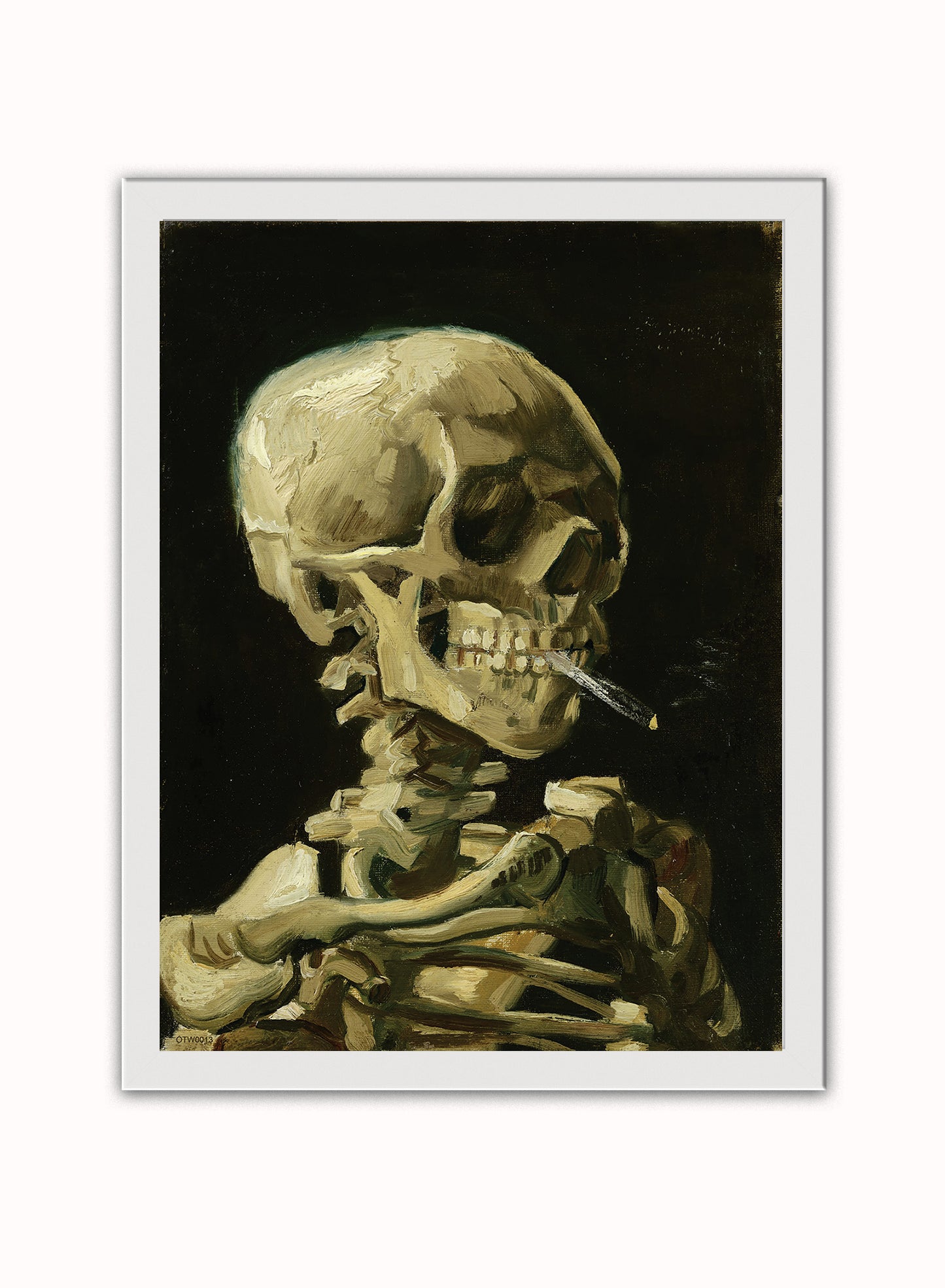 Van Gogh Head of a Skeleton Vintage Poster Wall Art Print 30x40cm White Frame