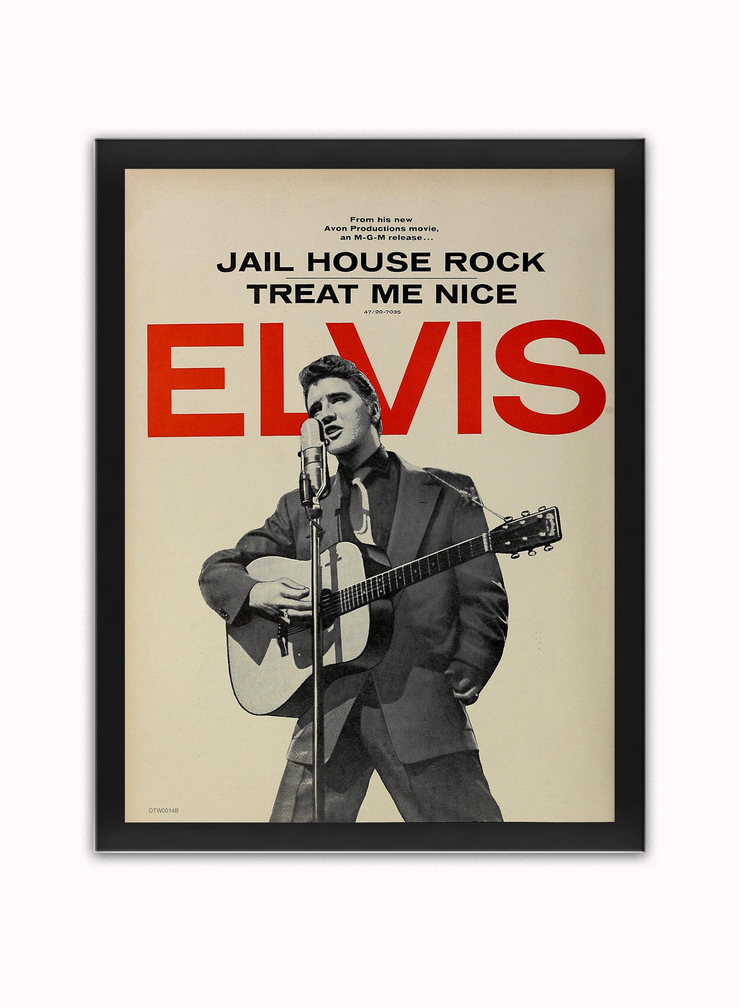 Elvis Presley "Jailhouse Rock" Advertisement 1957 Poster Art Print 30x40m Vintage Poster Wall Art Print Black Frame