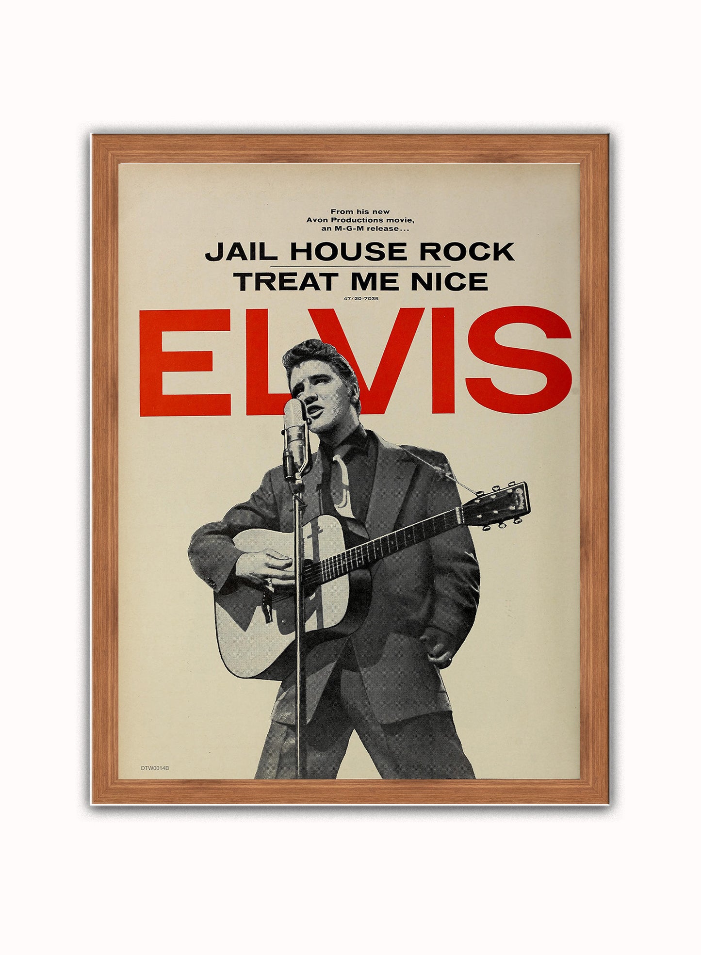 Elvis Presley "Jailhouse Rock" Advertisement 1957 Poster Art Print 30x40m Vintage Poster Wall Art Print Dark Wood