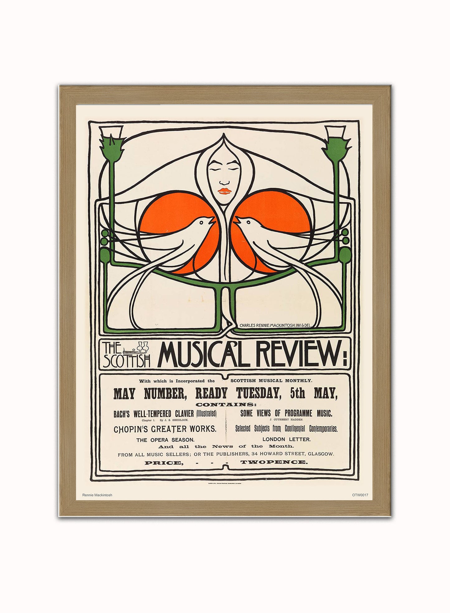 Charles Rennie Macintosh Art Print Poster Vintage Poster Wall Art Print 30x40cm Light Wood