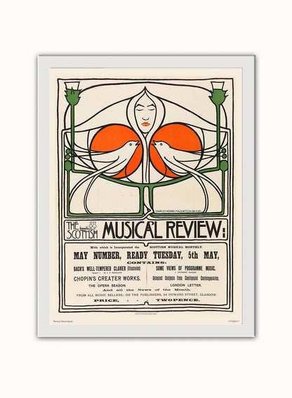 Charles Rennie Macintosh Art Print Poster Vintage Poster Wall Art Print 30x40cm White Frame