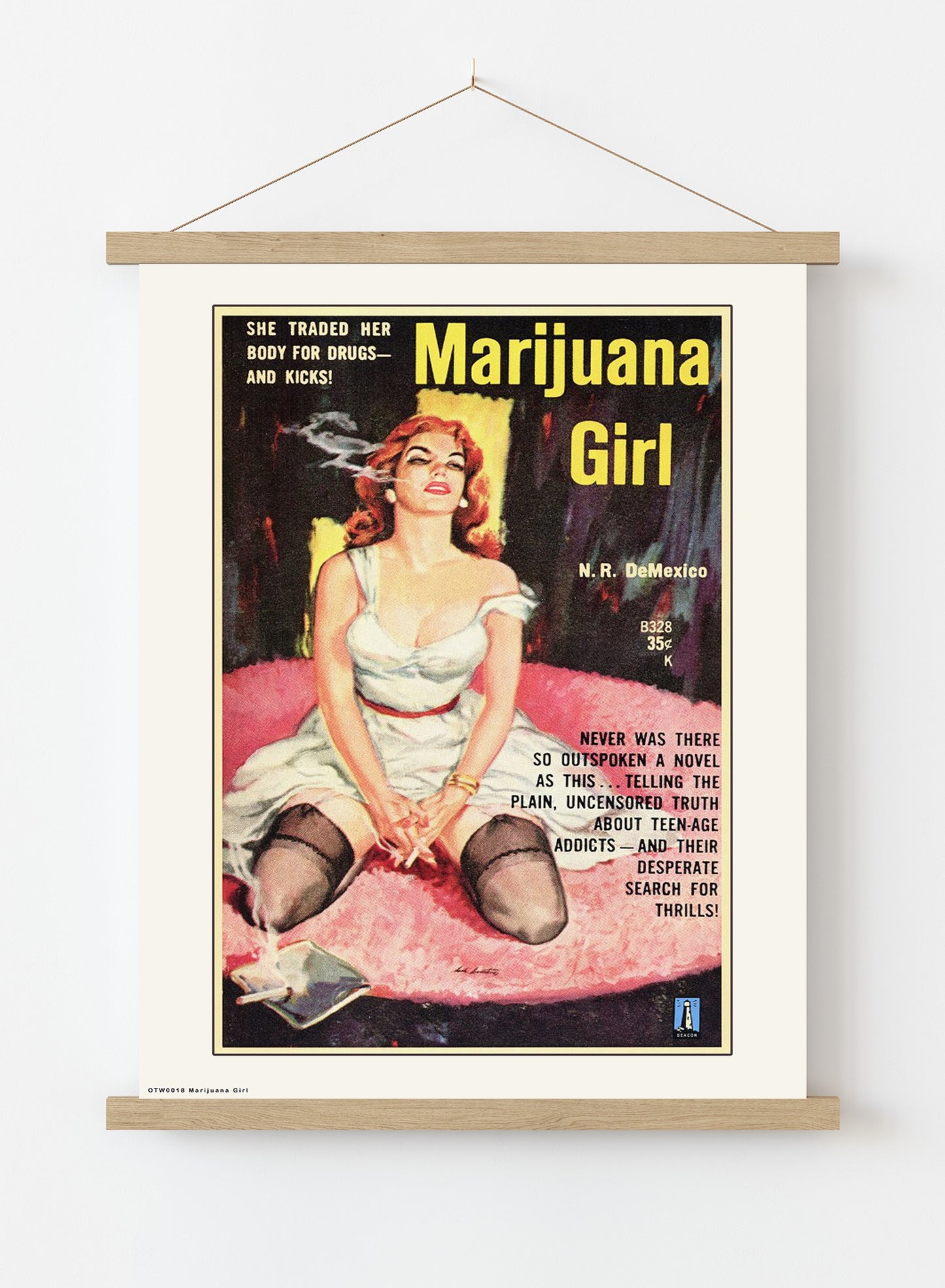 Marijuana Girl Art Print Vintage Art Wall Art Print 40x30cm Hanger
