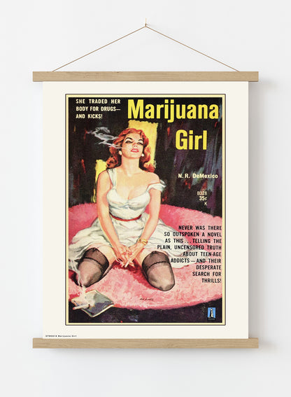 Marijuana Girl Art Print Vintage Art Wall Art Print 40x30cm Hanger
