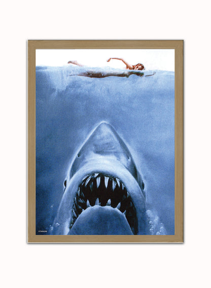 Jaws Book Cover Poster Art Print Vintage Poster Wall Art Print 30x40cm Light Wood