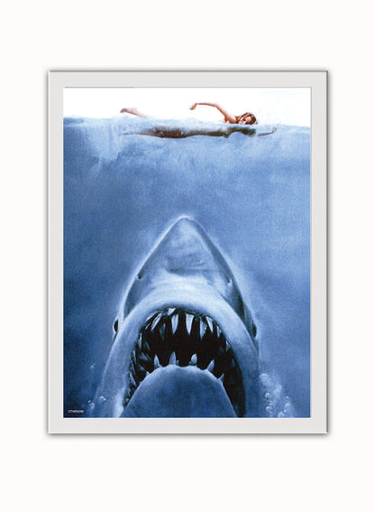 Jaws Book Cover Poster Art Print Vintage Poster Wall Art Print 30x40cm White Frame