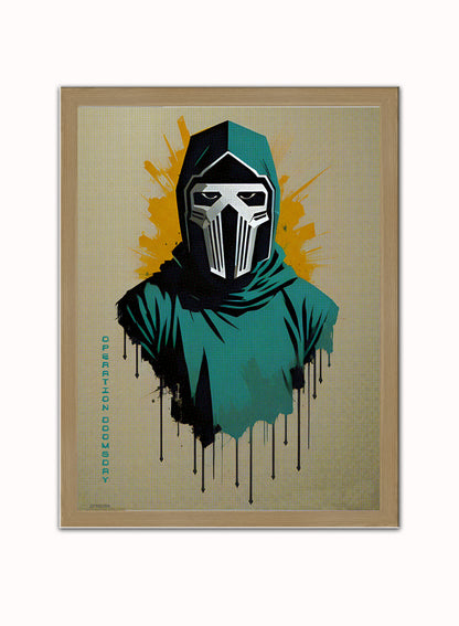 MF Doom Operation Doomsday Print – Andre Ibanez Vintage Poster Wall Art 30x40cm Light Wood