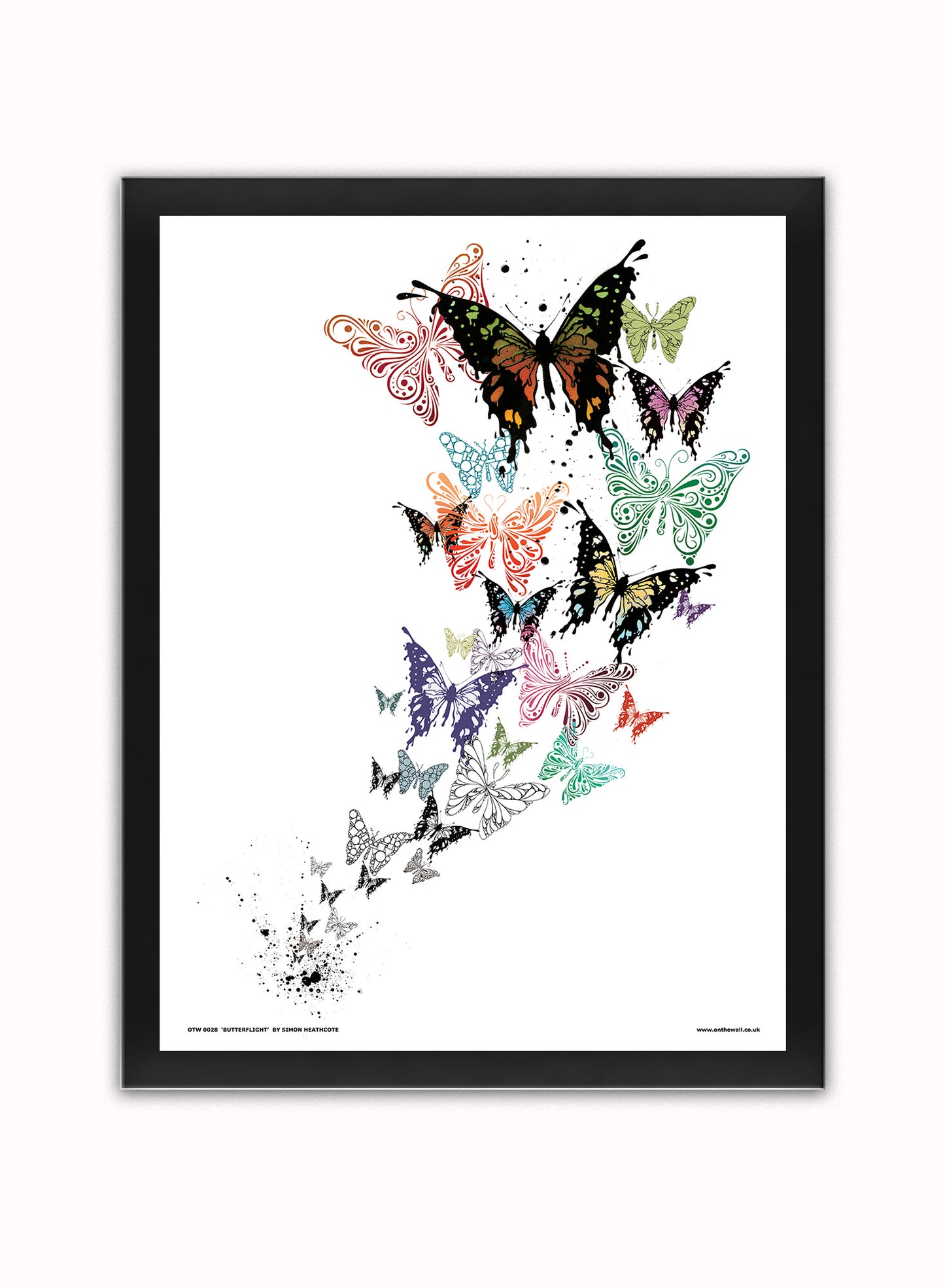 Butterflies by Simon Heathcote Poster Art Print Print – Simon Heathcote Poster Art Print Vintage Poster Wall Art 30x40cm Black Frame