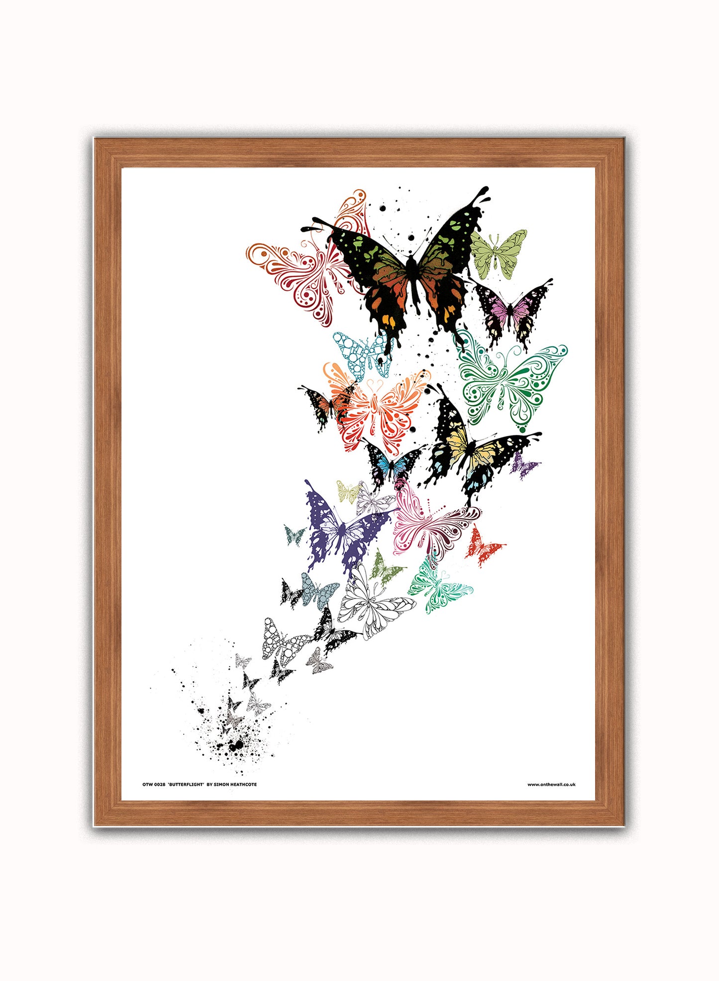 Butterflies by Simon Heathcote Poster Art Print Print – Simon Heathcote Poster Art Print Vintage Poster Wall Art 30x40cm Dark Wood
