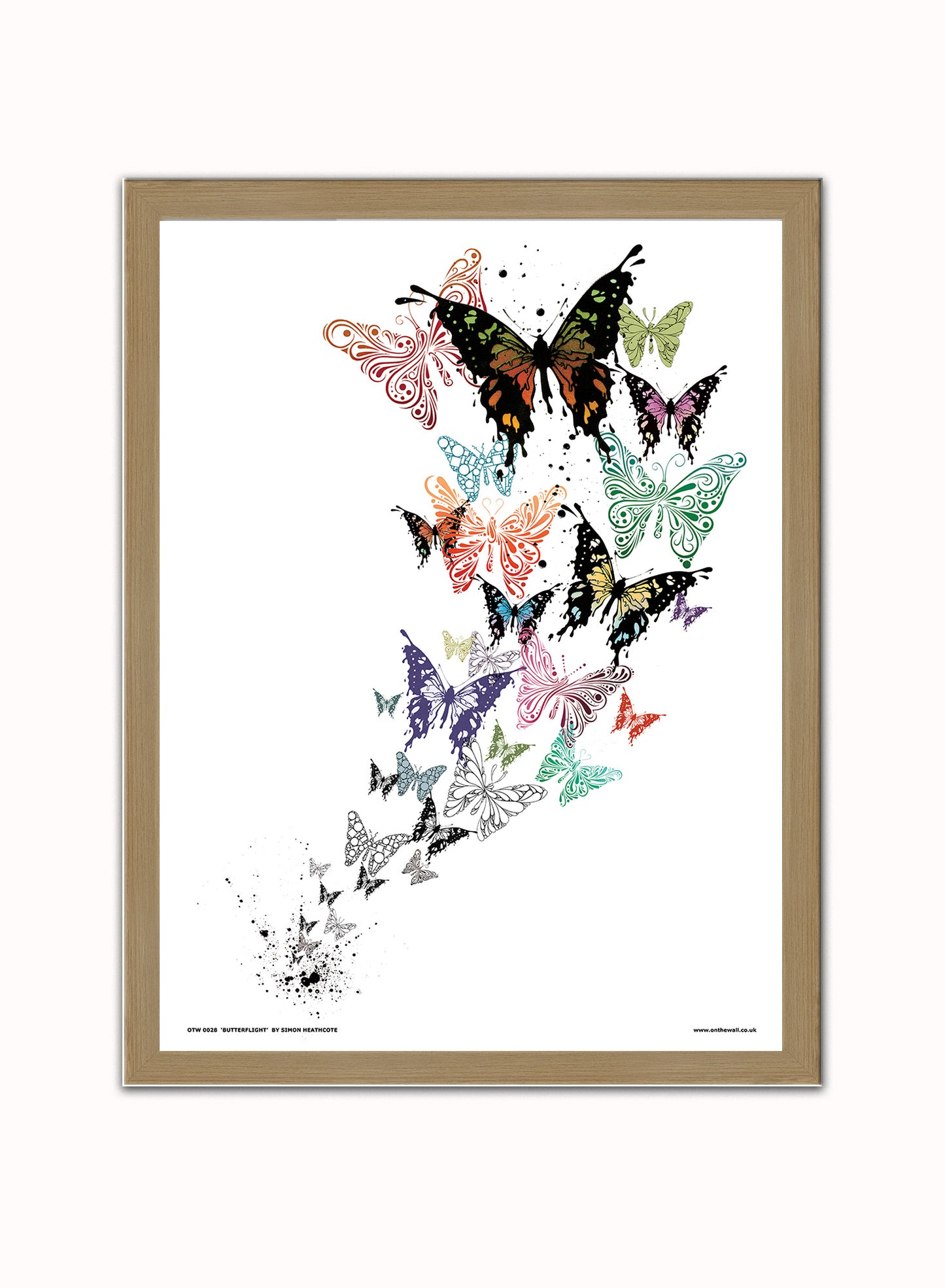 Butterflies by Simon Heathcote Poster Art Print Print – Simon Heathcote Poster Art Print Vintage Poster Wall Art 30x40cm Light Wood