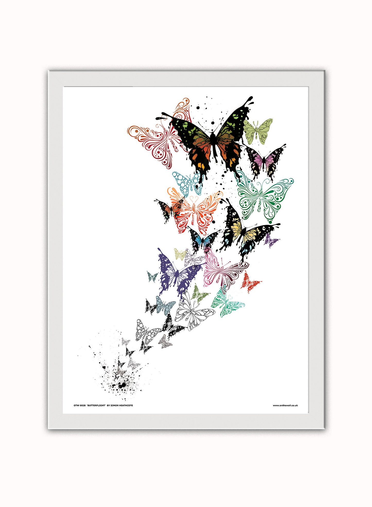 Butterflies by Simon Heathcote Poster Art Print Print – Simon Heathcote Poster Art Print Vintage Poster Wall Art 30x40cm White Frame