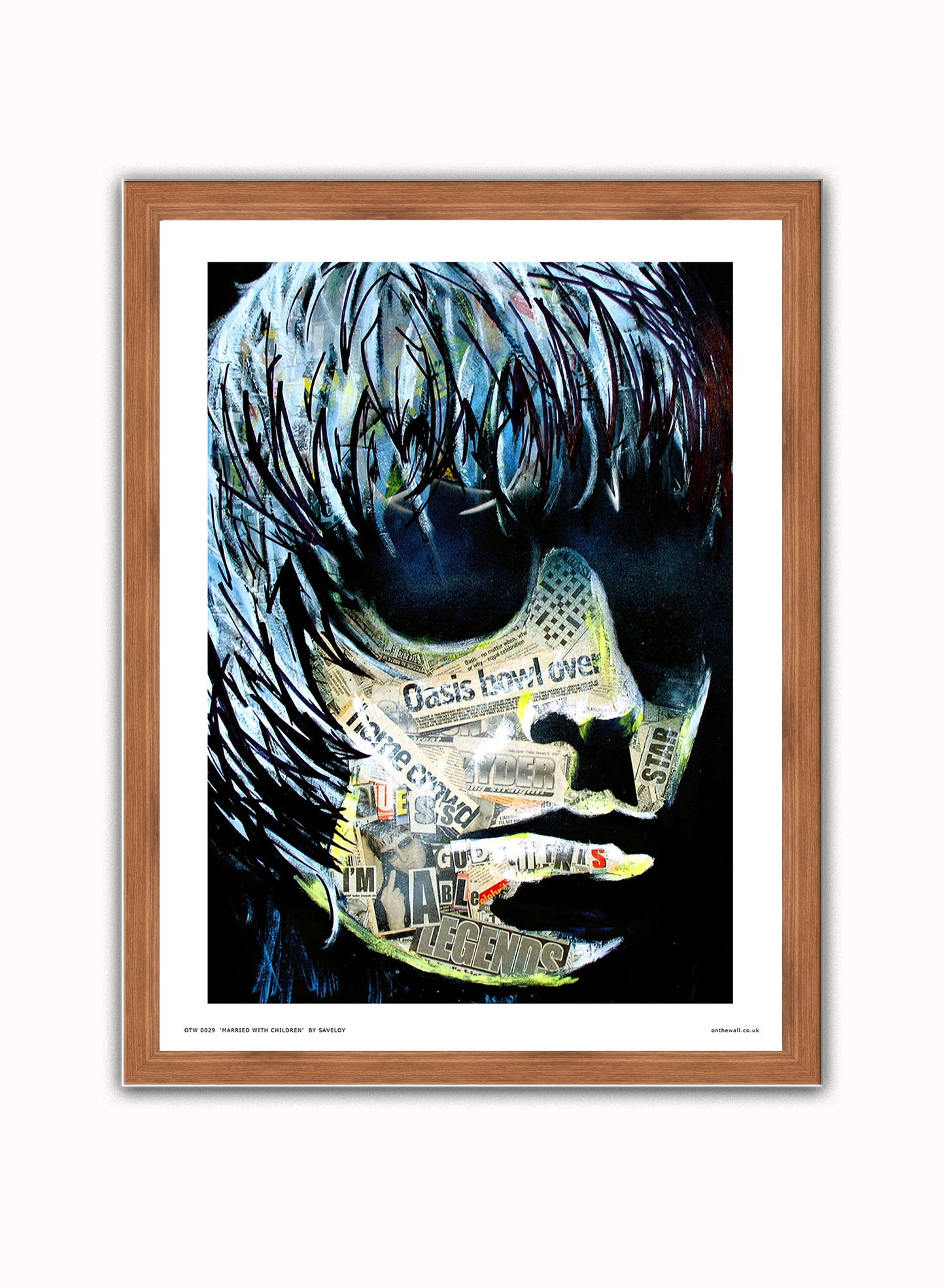 Oasis Liam Gallagher Poster Art Print Vintage Poster Wall Art Print 30x40cm Dark Wood