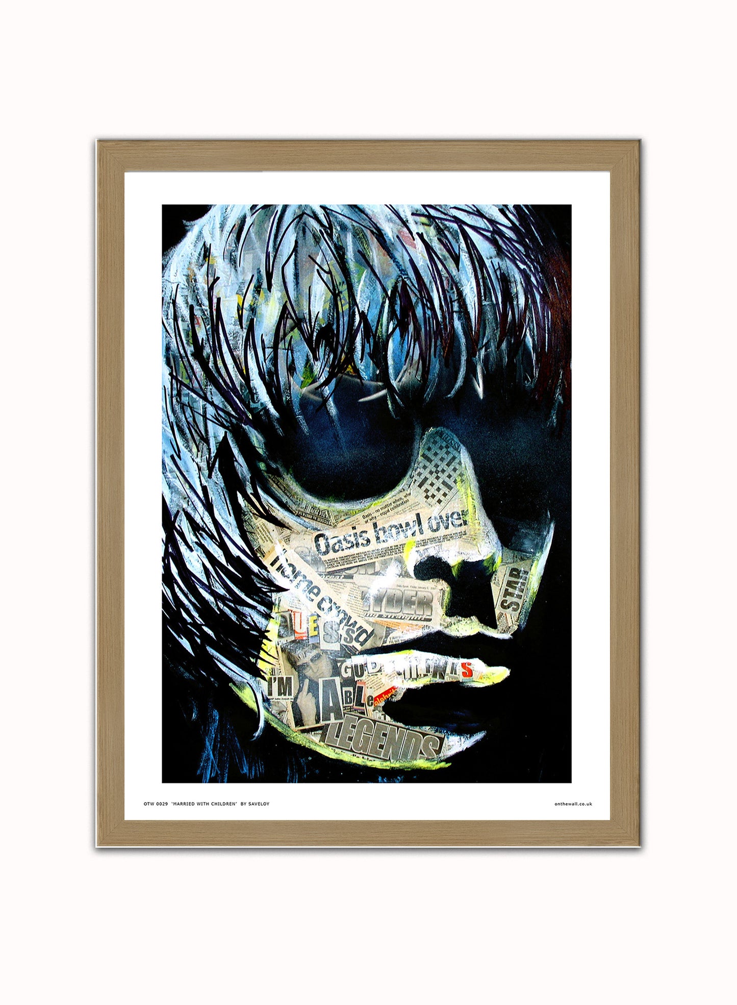 Oasis Liam Gallagher Poster Art Print Vintage Poster Wall Art Print 30x40cm Light Wood