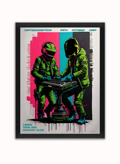 Daft Punk Daftendirektour Print – Andre Ibanez Vintage Poster Wall Art 30x40cm Black Frame