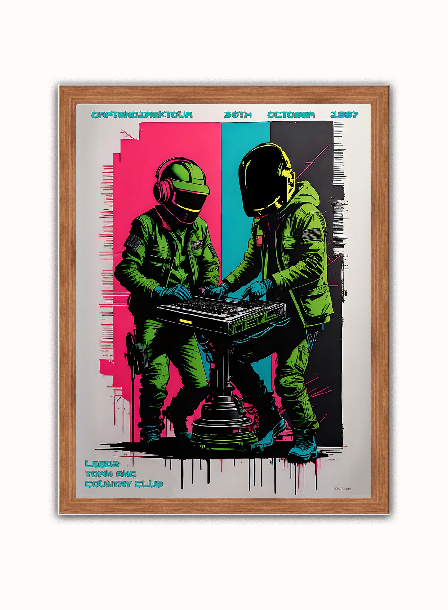 Daft Punk Daftendirektour Print – Andre Ibanez Vintage Poster Wall Art 30x40cm Dark Wood