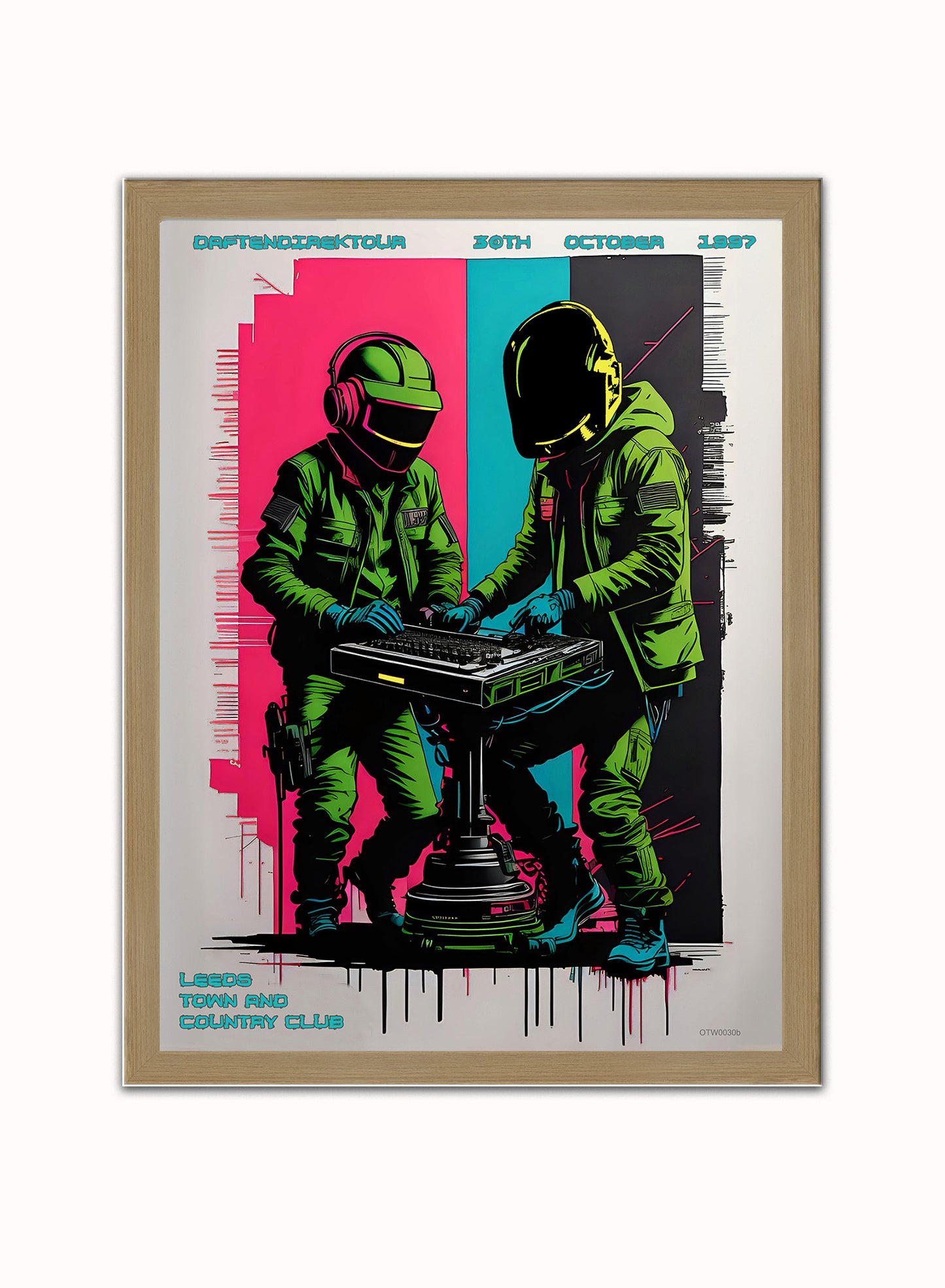 Daft Punk Daftendirektour Print – Andre Ibanez Vintage Poster Wall Art 30x40cm Light Wood