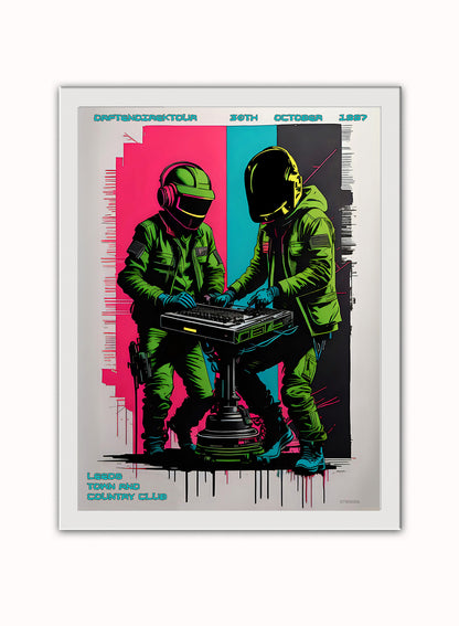 Daft Punk Daftendirektour Print – Andre Ibanez Vintage Poster Wall Art 30x40cm White Frame
