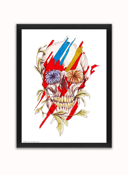 Skull Pop Poster Art Print Vintage Poster Wall Art Print 30x40cm Black Frame