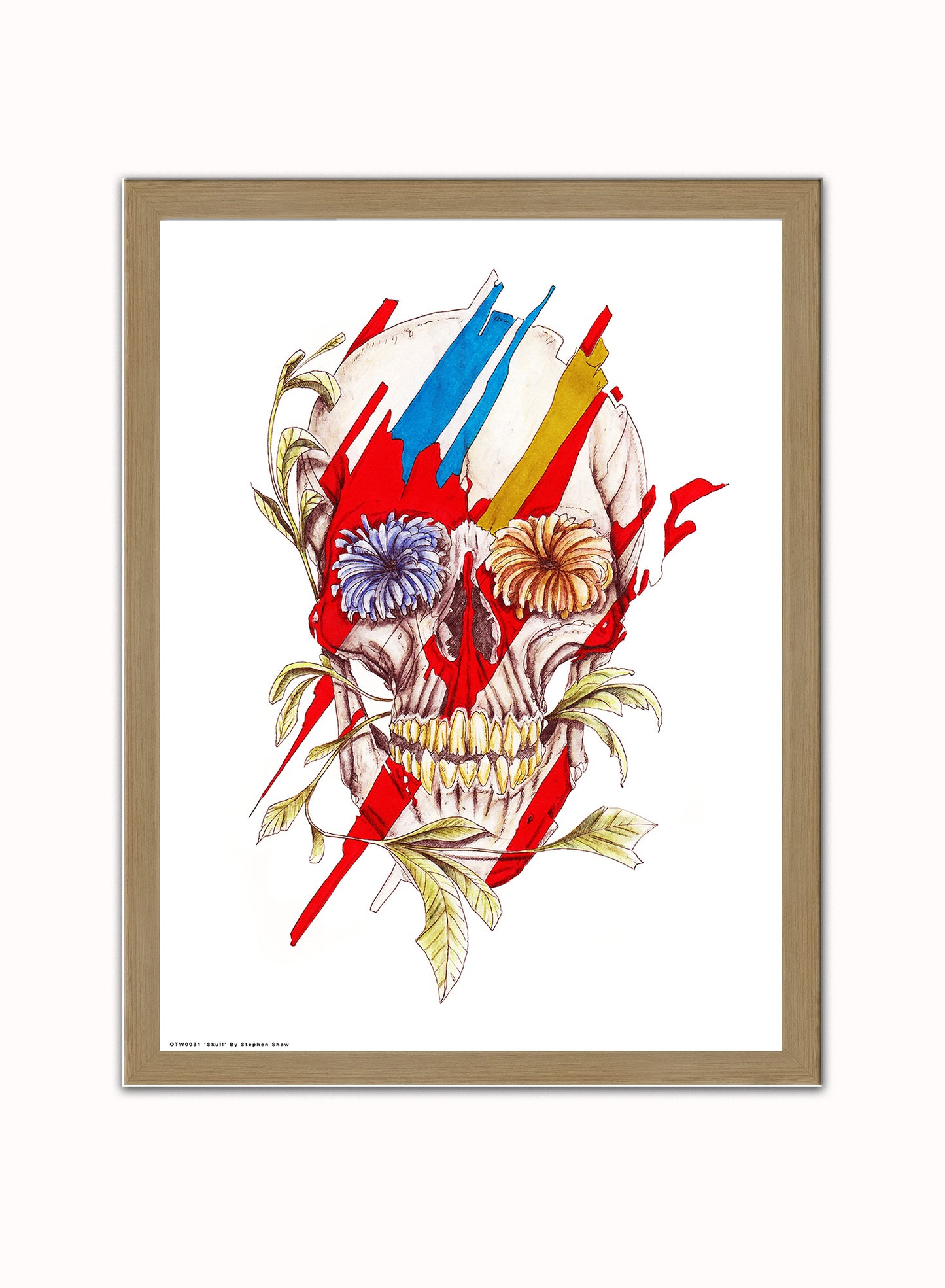 Skull Pop Poster Art Print Vintage Poster Wall Art Print 30x40cm Light Wood
