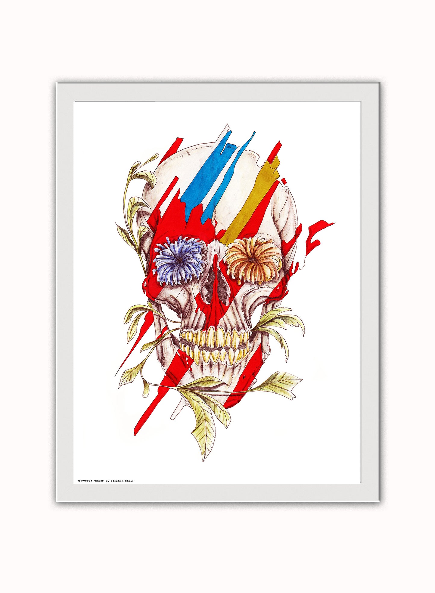 Skull Pop Poster Art Print Vintage Poster Wall Art Print 30x40cm White Frame