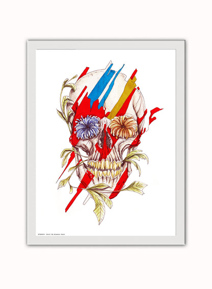 Skull Pop Poster Art Print Vintage Poster Wall Art Print 30x40cm White Frame