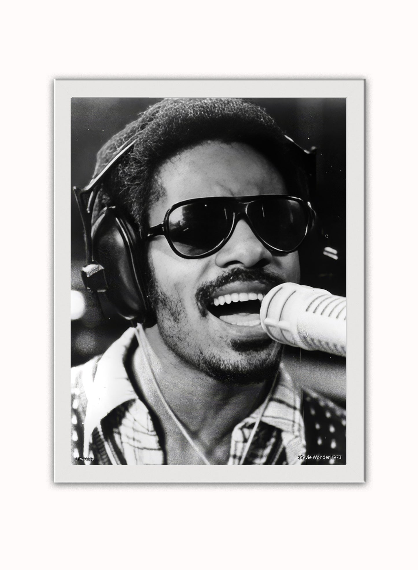 Stevie Wonder 1973 Poster Art Print 30x40m Vintage Poster Wall Art Print White Frame