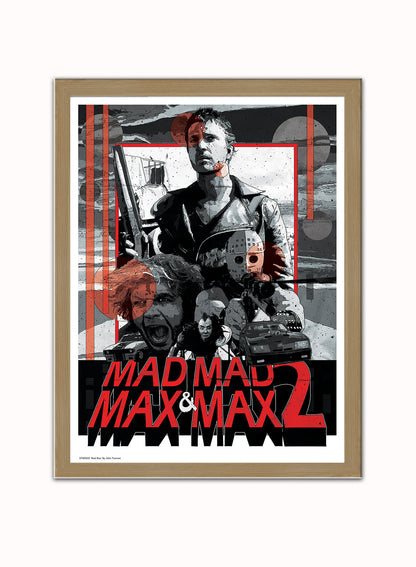 Mad Max Art Print Vintage Art Wall Art Print 40x30cm Light Wood