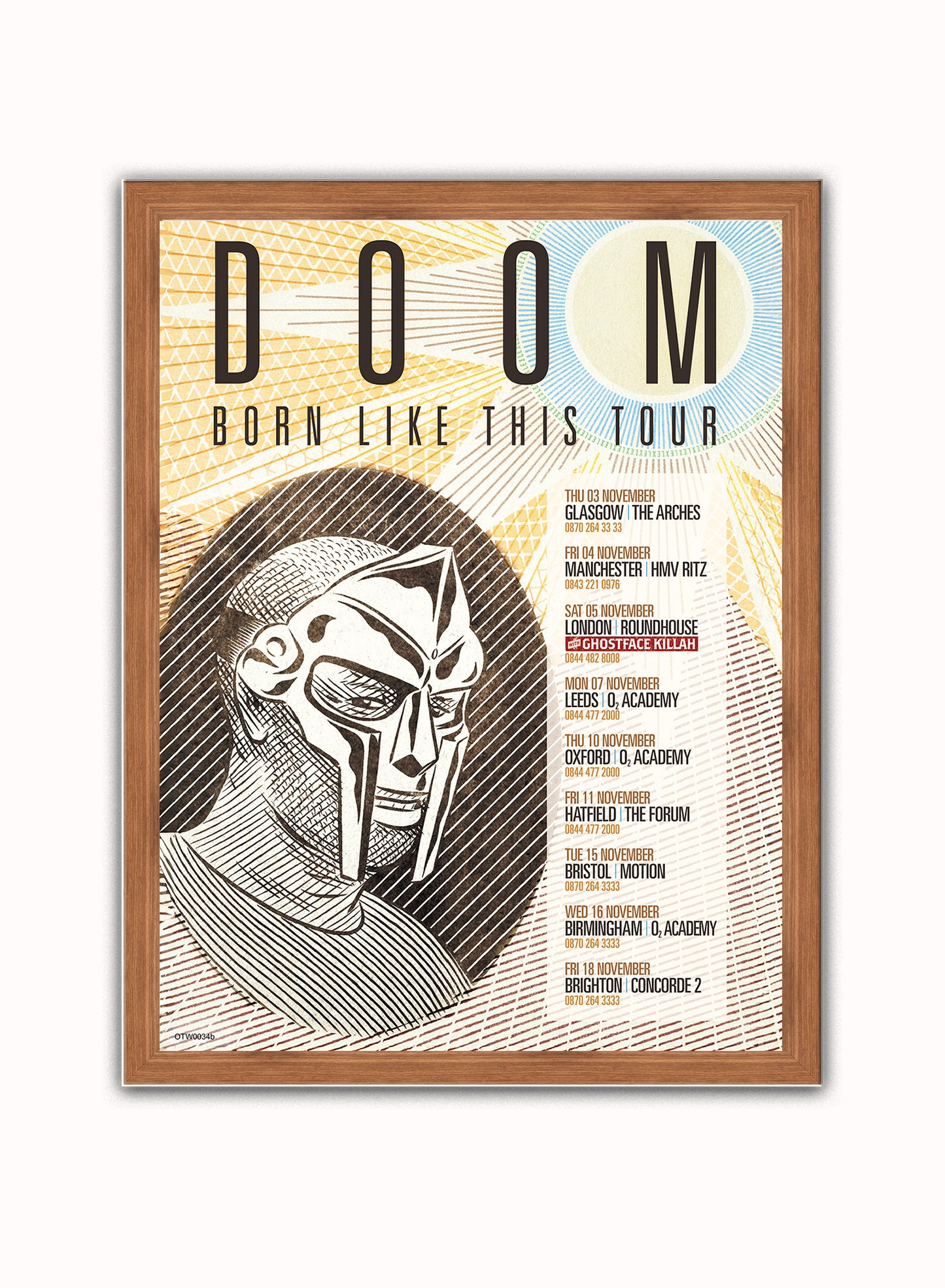 MF Doom Tour Poster Art Print 30x40m Vintage Poster Wall Art Print Dark Wood