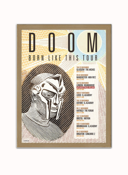 MF Doom Tour Poster Art Print 30x40m Vintage Poster Wall Art Print Light Wood