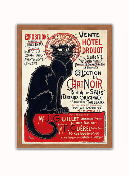 Chat Noir Art Poster Print by Th̩ophile-Alexandre Steinlen 1898 Vintage Poster Wall Art Print 30x40cm Dark Wood