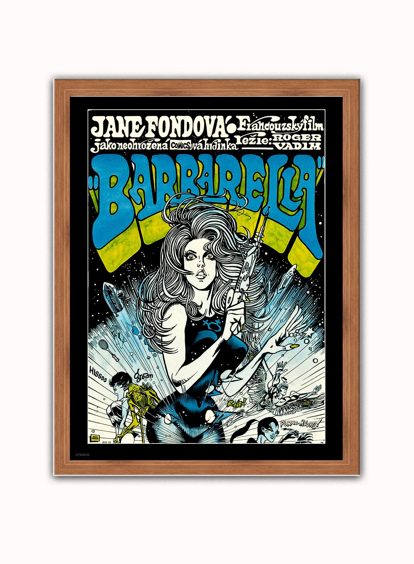 Barbarella Poster Art Print Vintage Poster Wall Art Print 30x40cm Dark Wood