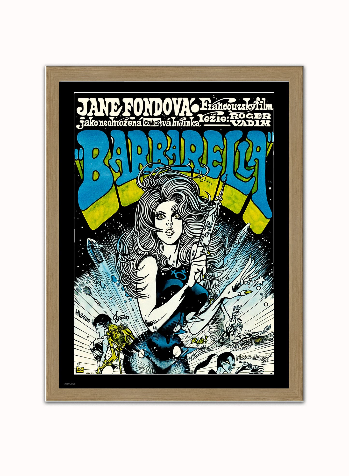 Barbarella Poster Art Print Vintage Poster Wall Art Print 30x40cm Light Wood