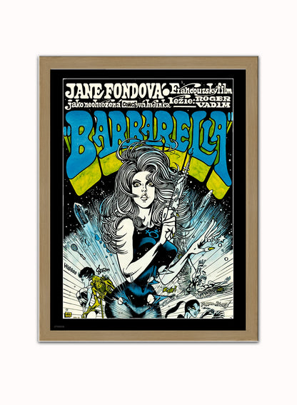 Barbarella Poster Art Print Vintage Poster Wall Art Print 30x40cm Light Wood