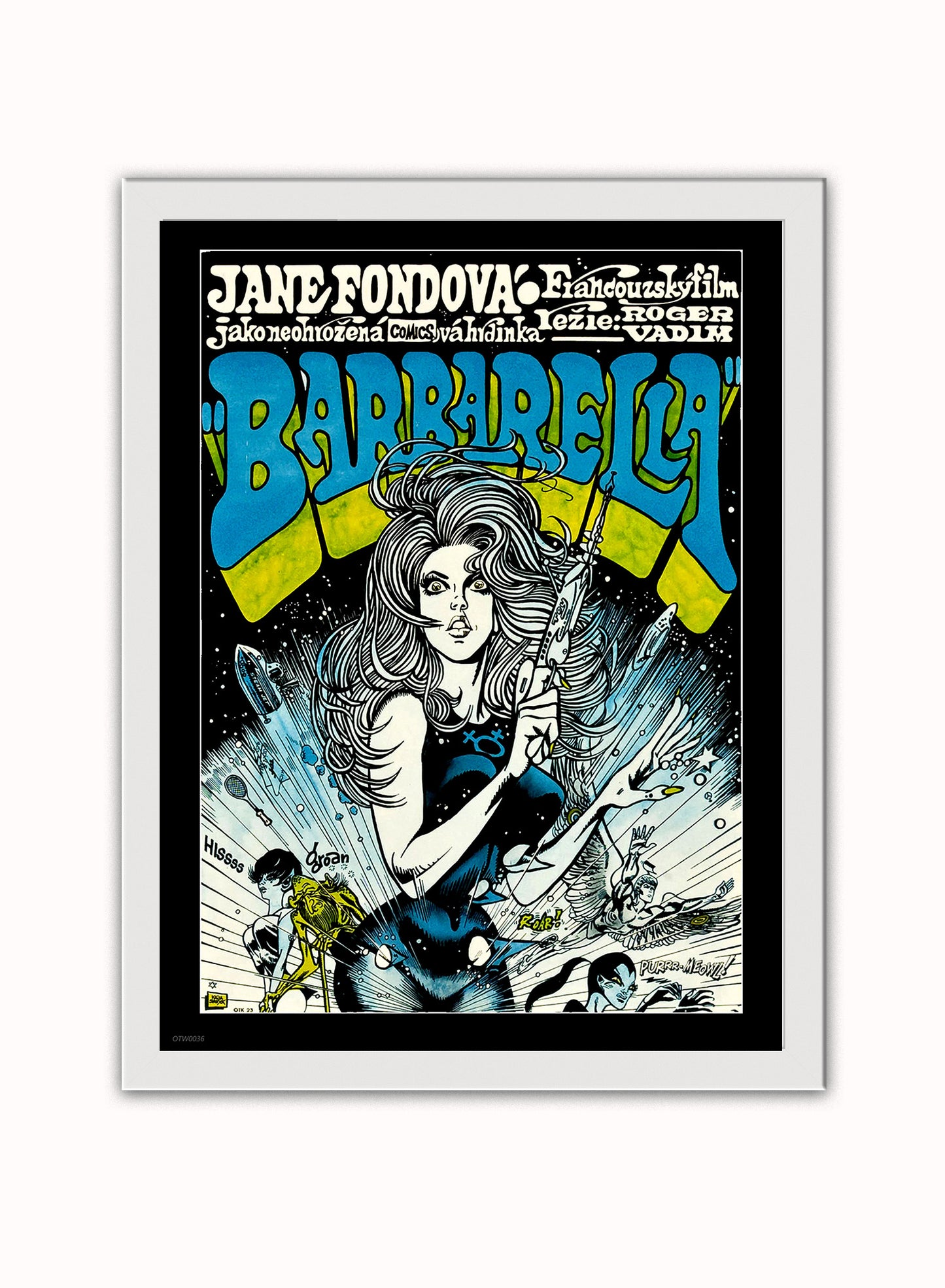 Barbarella Poster Art Print Vintage Poster Wall Art Print 30x40cm White Frame