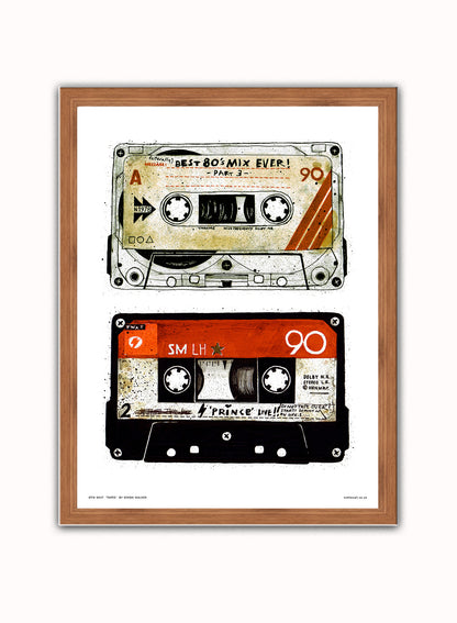 Tapes Pop Art Poster Art Print Vintage Poster Wall Art Print 30x40cm Dark Wood